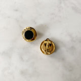Vintage Givenchy Clip On Earrings with Black Stone Detail