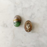 Oval Sterling Silver and Aventurine Clip On Earrings