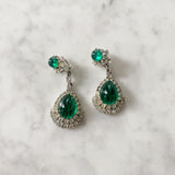 Vintage Crystal and Faux Emerald Drop Clip-on Earrings