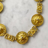 Vintage Gold Chain Belt with Lion Detail