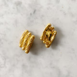 Vintage Gold Bamboo Clip on Earrings