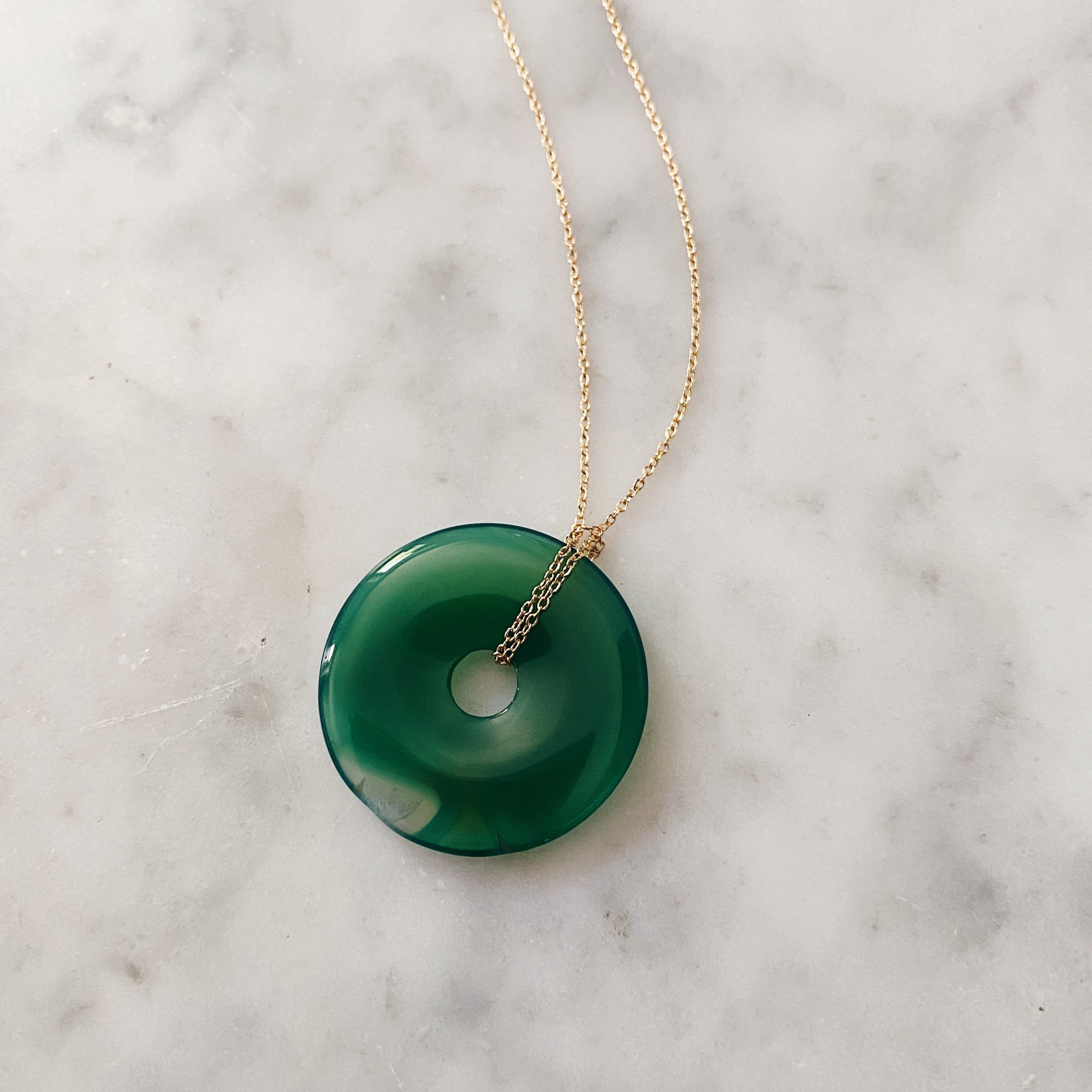 Beignet Necklace - Green Agate