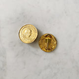 Vintage Gold Coin Clip-On Earrings
