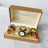Vintage Gold Gucci Watch with Multi Interchangeable Bezels
