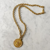 Vintage Gold Coin Long Chain Necklace