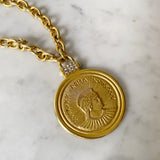 Vintage Gold Coin Long Chain Necklace