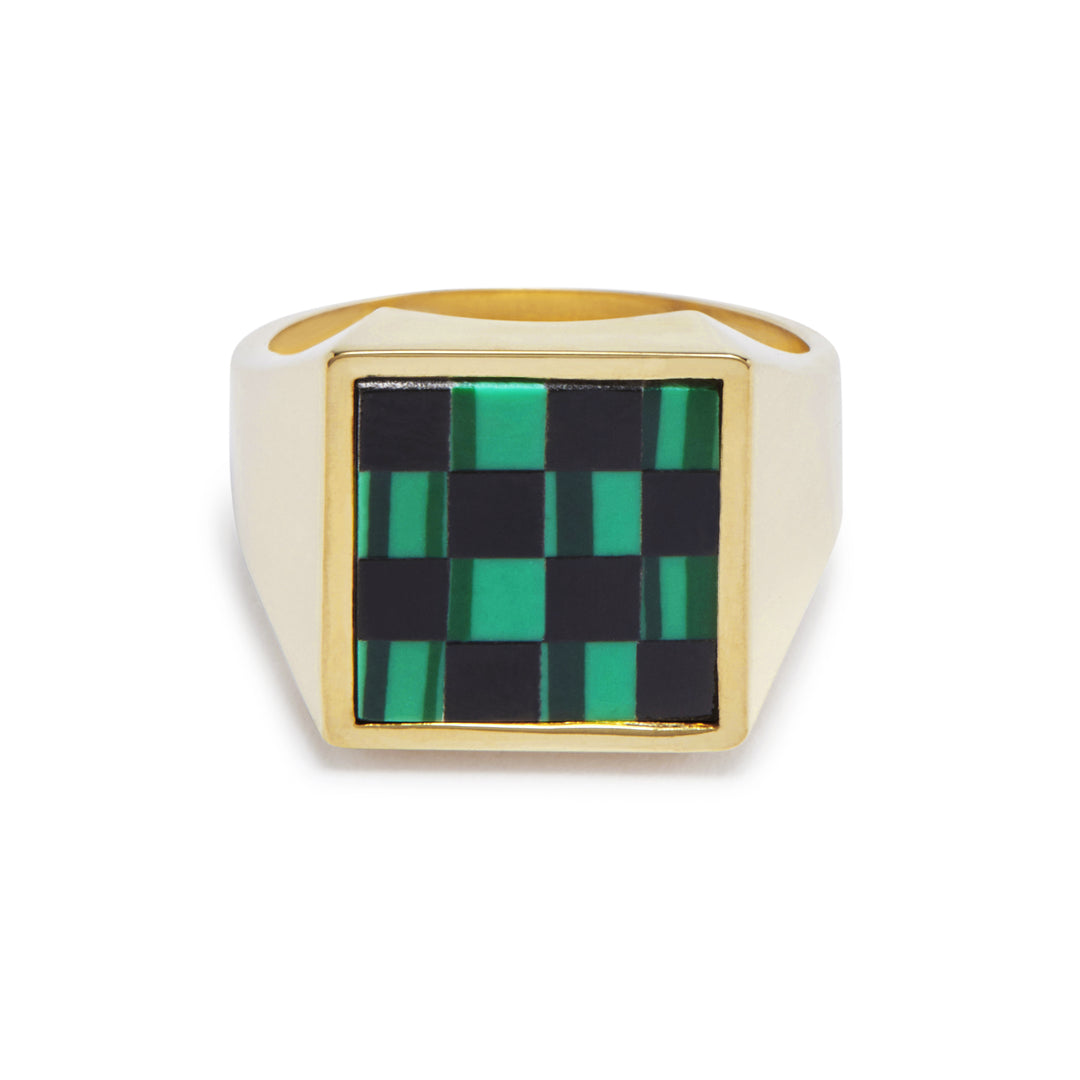 Samuel Mini Ring - Black Onyx/Malachite – Tarin Thomas