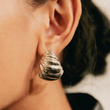 Vintage Silver Textured Clip-On Earrings