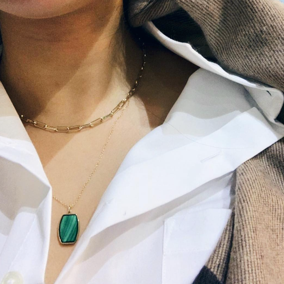 Dainty Malachite Crystal Initial Necklace – Son Mias