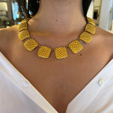 Vintage Givenchy Textured Gold Squares Necklace