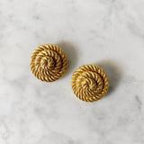 Vintage Gold Circle Rope Clip-On Earrings