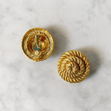 Vintage Gold Circle Rope Clip-On Earrings