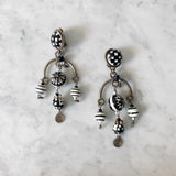 Vintage Black and White Pattern Dangle Earrings
