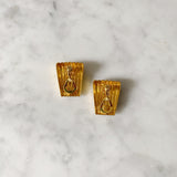 Vintage Gold Textured Rectangle Earrings