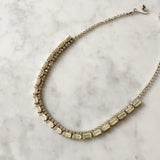 Vintage Baguette Chrystal Silver Necklace