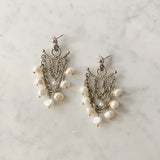 Vintage Pearl and Silver Chain Earrings
