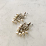 Vintage Pearl and Silver Chain Earrings