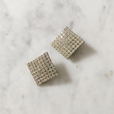 Vintage Square Crystal Sparkly Clip-On Earrings