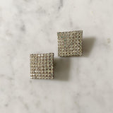 Vintage Square Crystal Sparkly Clip-On Earrings